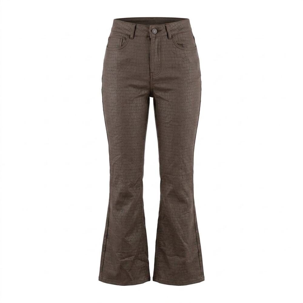 Denim Co Primark Cares Brown Flare Animal Print Pants Women Size 4